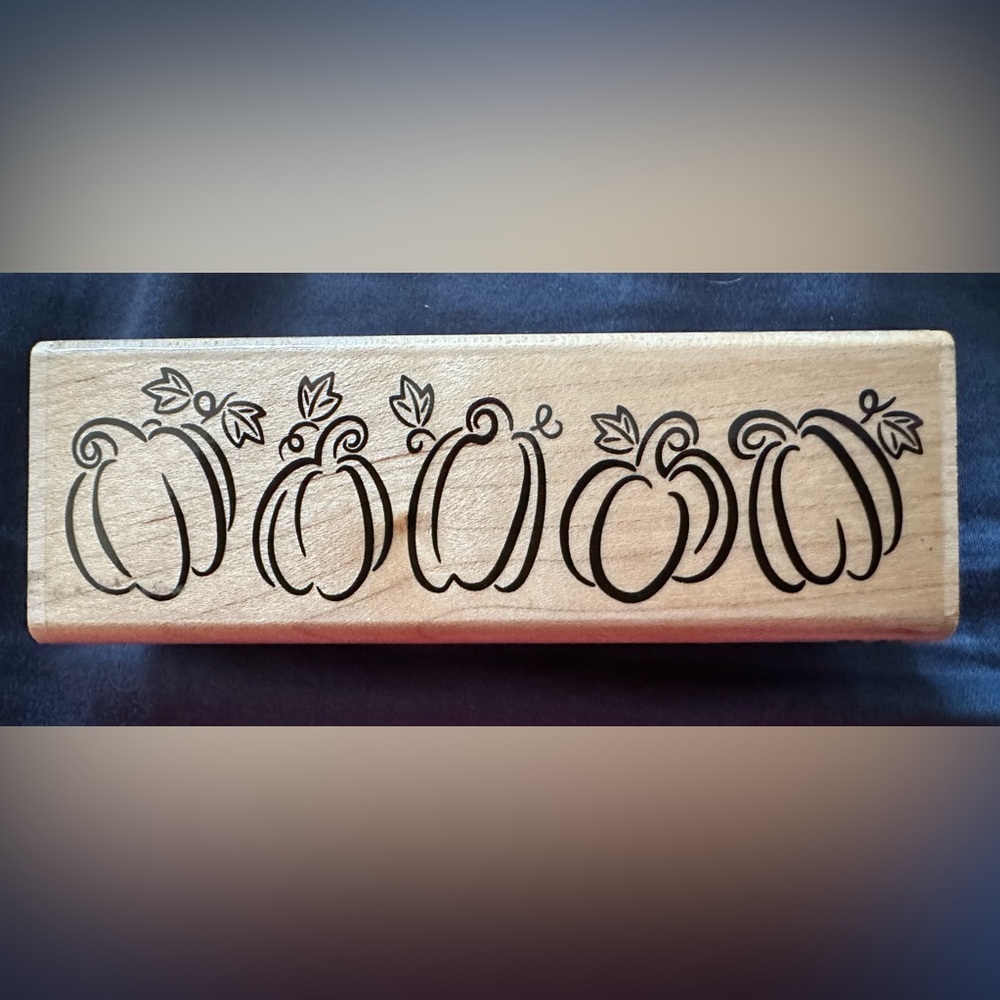 Stampabilities Whimsical Pumpkin Border Rubber Stamp
